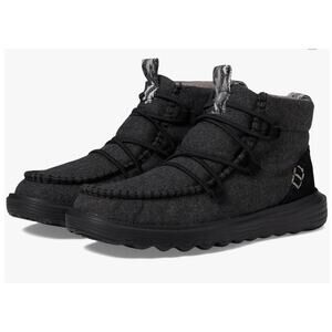 Hey Dude Women's Reyes Boot Black Wool Size 8 US NIB Water Resistant Leather
